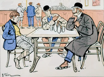 Jockey and trainers in the bar, c.1905